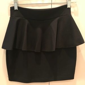 Black Peplum Mini Skirt